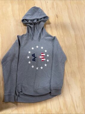 Under Armour Gray Hoodie with American Flag Logo